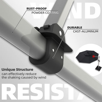 12ft Solar LED Patio Umbrella Outdoor Round Umbrella Large Cantilever Umbrella with LED Lights Windproof Bias Umbrella Heavy Duty Parasol for Garden Deck Pool Patio