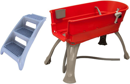 Booster Bath Elevated Pet Bathing Large Teal Steps Combo