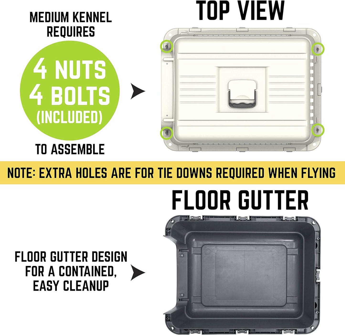 SportPet Designs Plastic Kennels Rolling Plastic Airline Approved Wire Door Travel Dog Crate, XXX-Large, Gray