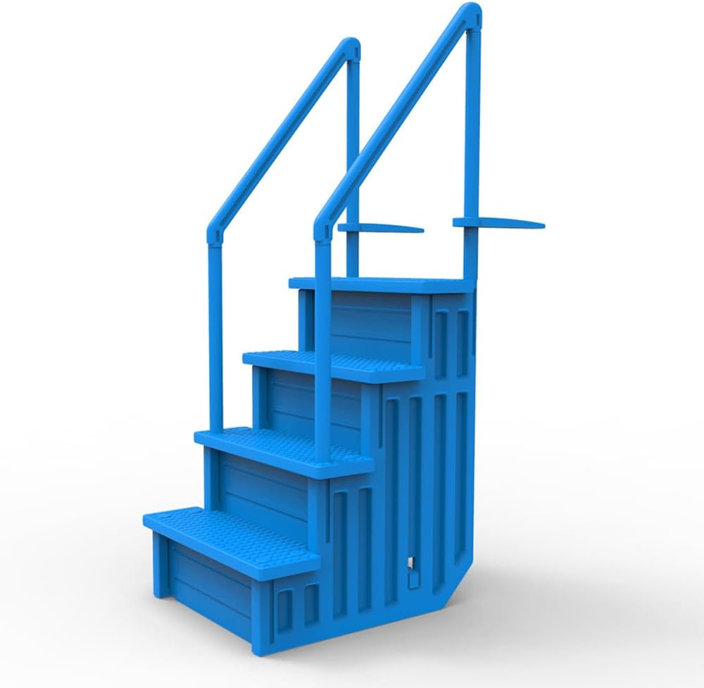 Select Anti-Slip in-Pool Steps | Gray | for Above Ground Swimming Pools | Can Mount to Decks 48" to 54" H | Safety Stairs Capacity Up to 300 lbs