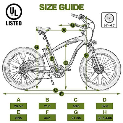 750W Electric Bike 26′′ Fat Tire Adult Electric Bicycles 48V 13AH Removable Lithium Battery Ebike with Suspension Fork Aluminium Frame Beach Snow Mountain E-Bike for Adults