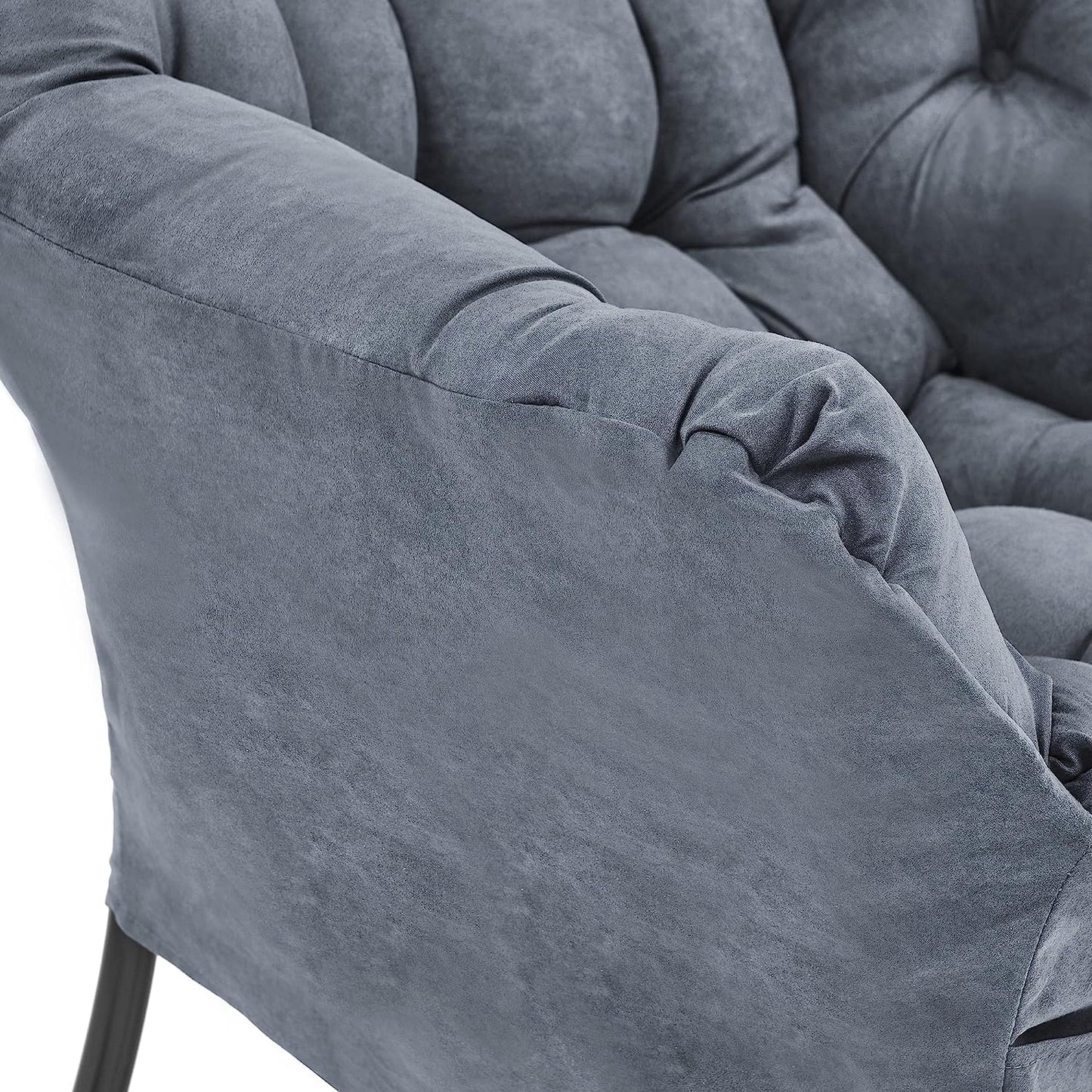 Living and More High Back Sofa Chair, Modern Fabric Lazy Chair, Accent Contemporary Lounge Chair, Cool Grey