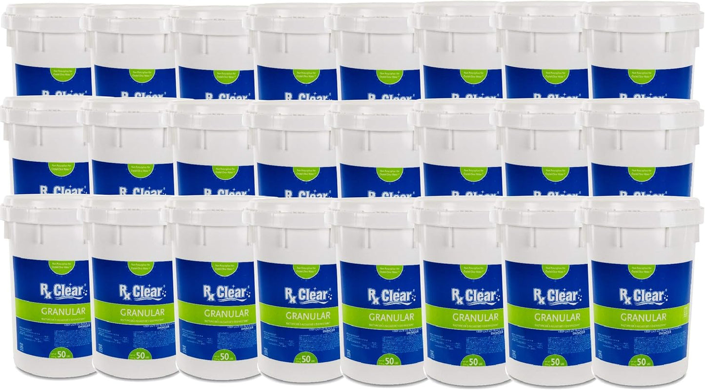 Clear Stabilized Granular Chlorine | One 50-Pound Bucket | Use As Bactericide, Algaecide, and Disinfectant in Swimming Pools and Spas | Fast Dissolving and UV Protected