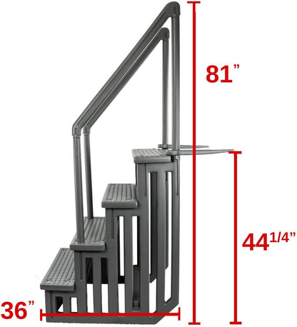 Select Anti-Slip in-Pool Steps | Gray | for Above Ground Swimming Pools | Can Mount to Decks 48" to 54" H | Safety Stairs Capacity Up to 300 lbs