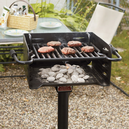 Pilot Rock Park Style Steel Outdoor BBQ Charcoal Grill and Post, Black
