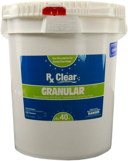 Clear Stabilized Granular Chlorine | One 50-Pound Bucket | Use As Bactericide, Algaecide, and Disinfectant in Swimming Pools and Spas | Fast Dissolving and UV Protected