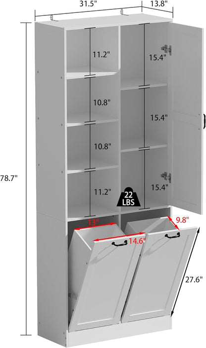 Storage cabinet with laundry basket, display cabinet