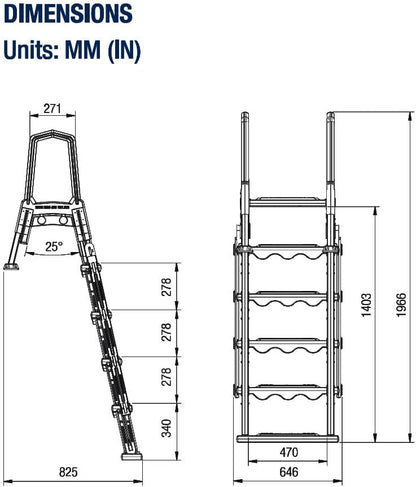 Select Anti-Slip in-Pool Steps | Gray | for Above Ground Swimming Pools | Can Mount to Decks 48" to 54" H | Safety Stairs Capacity Up to 300 lbs