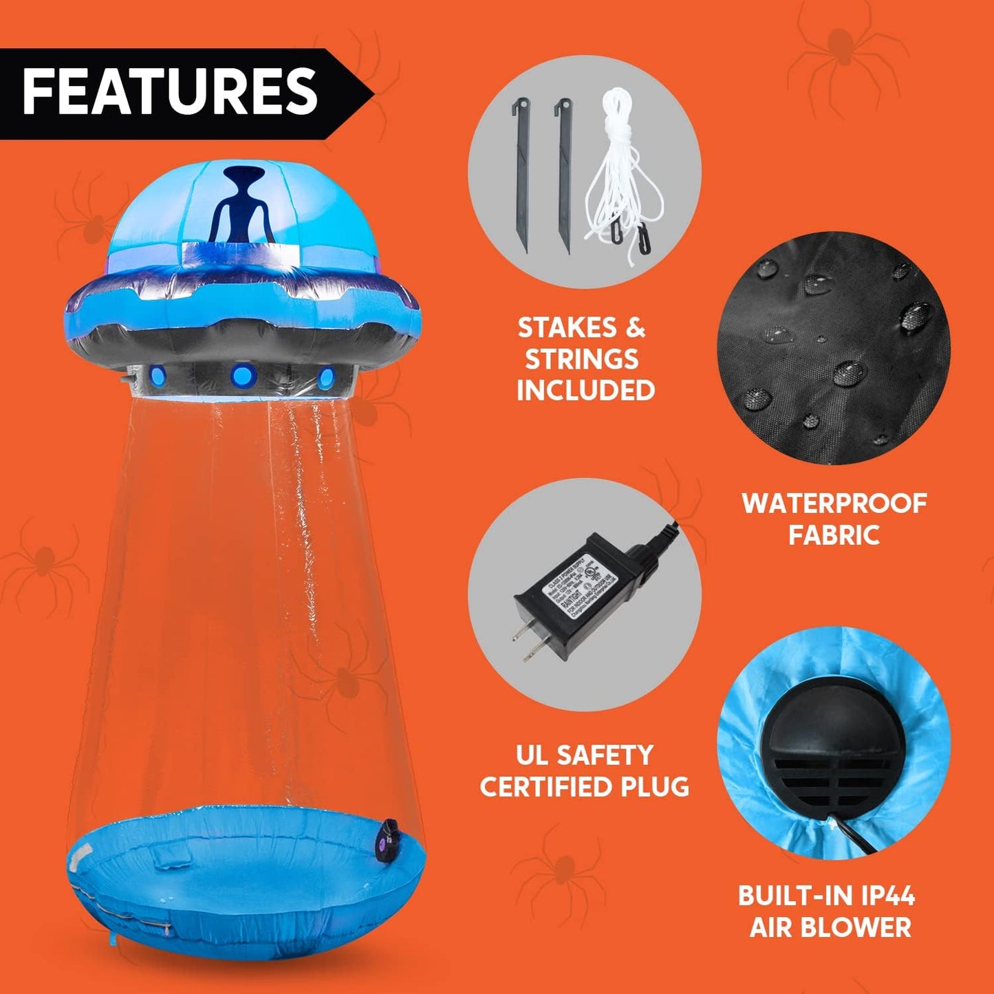 9ft Tall Halloween Inflatable UFO Yard Decoration