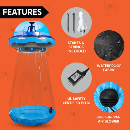 9ft Tall Halloween Inflatable UFO Yard Decoration