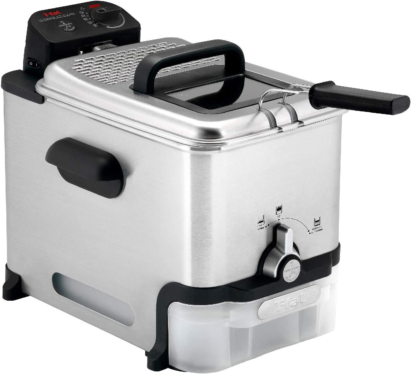 T-Fal Ultimate Steel Deep Fryer with Basket 3.5 Liter Oil and 2.6 Pound Food Capacity