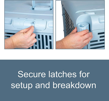 SportPet Designs Plastic Kennels Rolling Plastic Airline Approved Wire Door Travel Dog Crate, XXX-Large, Gray