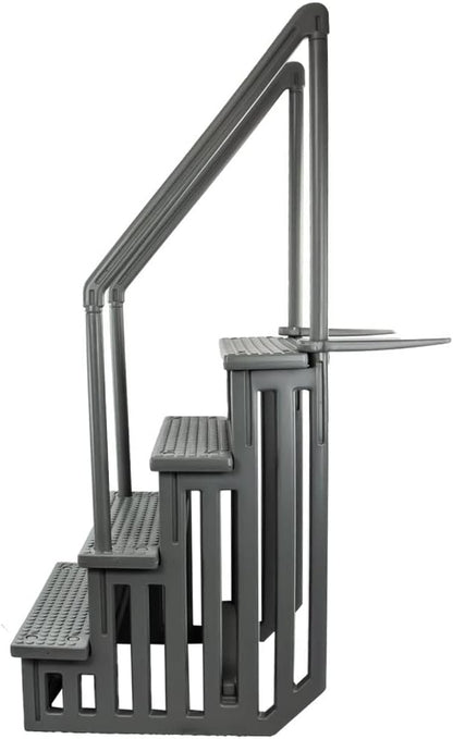Select Anti-Slip in-Pool Steps | Gray | for Above Ground Swimming Pools | Can Mount to Decks 48" to 54" H | Safety Stairs Capacity Up to 300 lbs