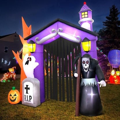 9ft Halloween Inflatable Decorated Haunted House
