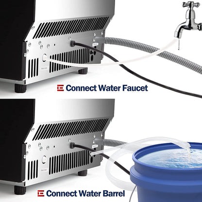 Euhomy Commercial Ice Machine, 2 Way Water Supply 100lbs/24H Stainless Steel Under Counter ice Machine with 33lbs Capacity