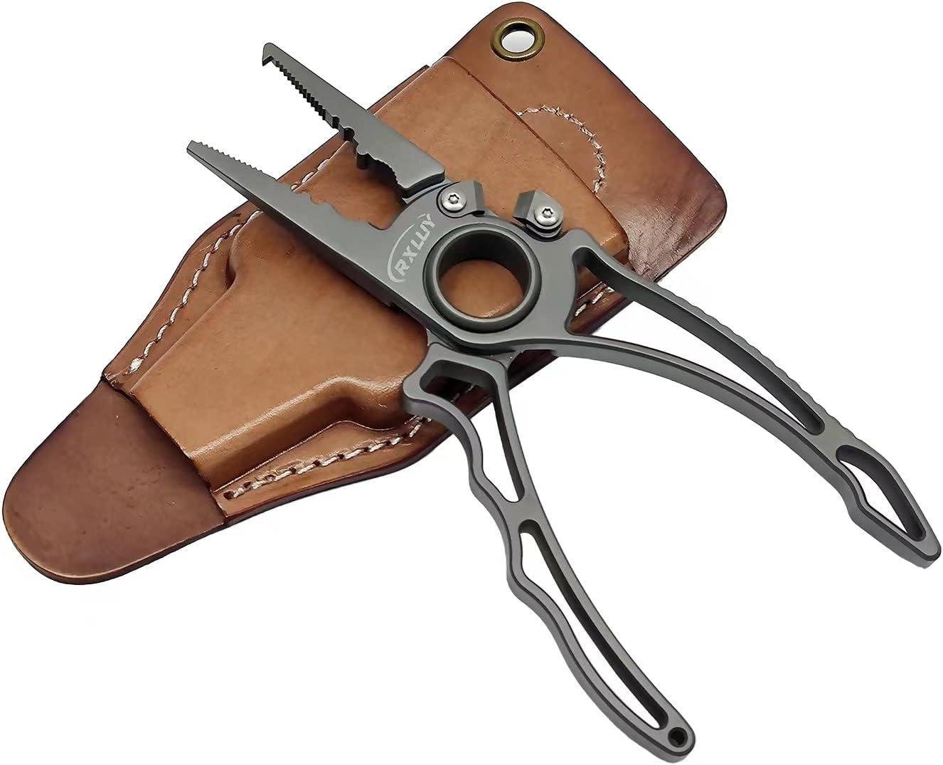 RXLUY Titanium Fishing Pliers, Premium Saltwater Fishing Gear, Tungsten Cutters, Split Ring Hook Remover, Knot Tying Tool with Lanyard, Ice Fishing, Sea Fishing Kit Gifts for Men