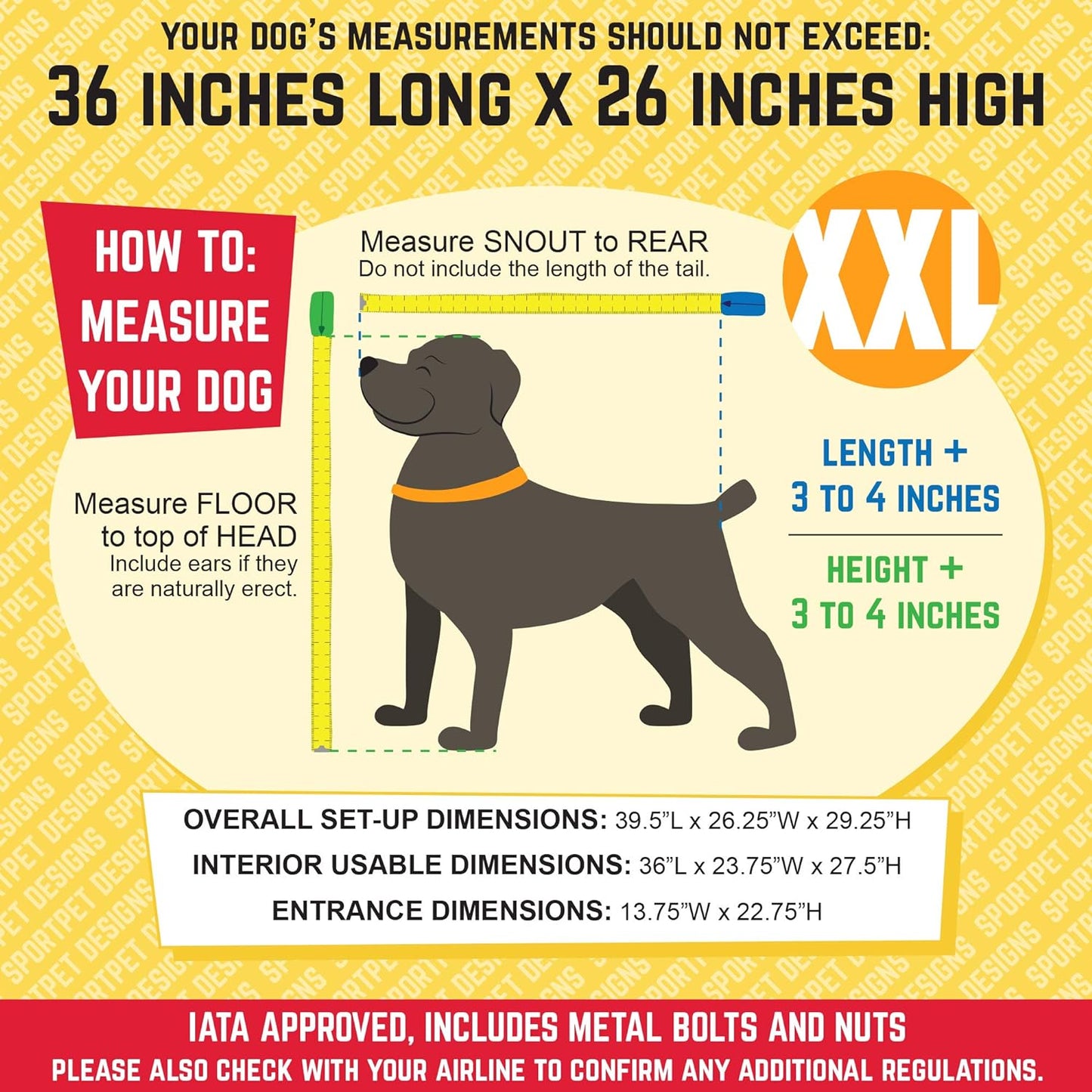 SportPet Designs Plastic Kennels Rolling Plastic Airline Approved Wire Door Travel Dog Crate, XXX-Large, Gray