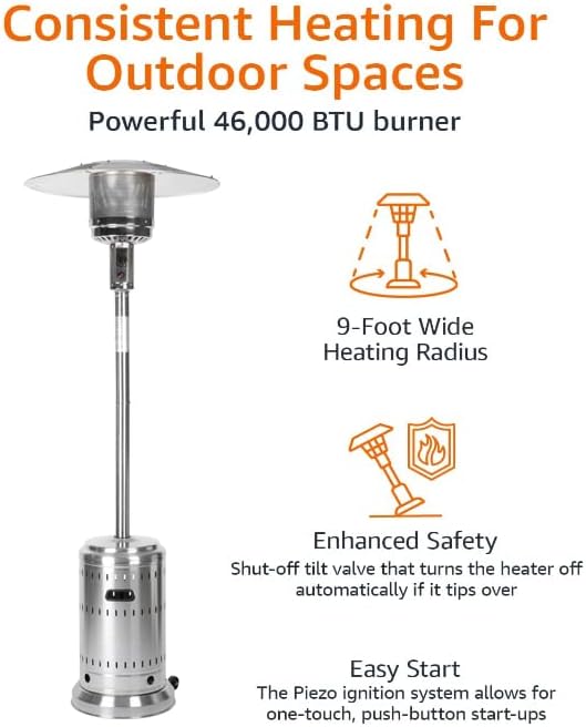 46,000 BTU Outdoor Propane Patio Heater