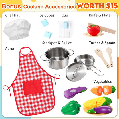 Children's small land play kitchen, wooden children's play kitchen toy set