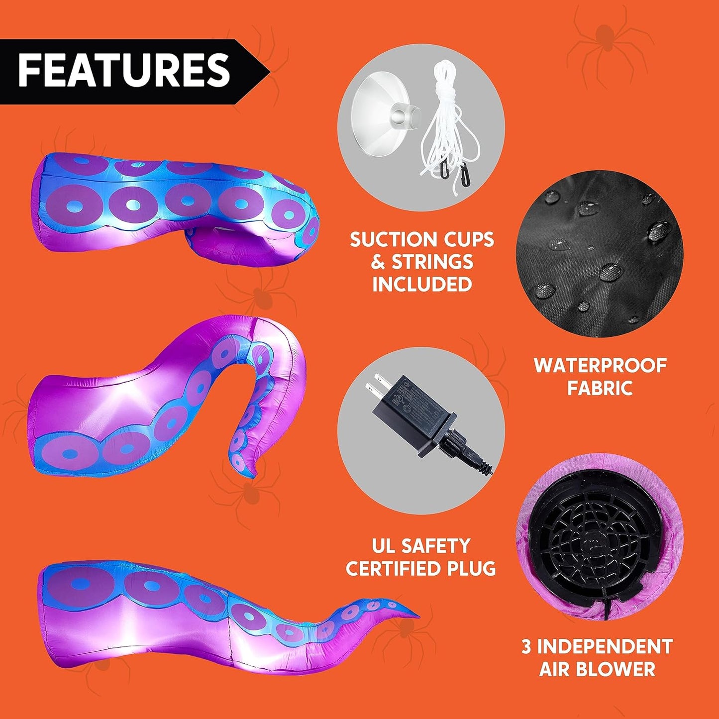 3-Pack Halloween Inflatable Giant Octopus Tentacles