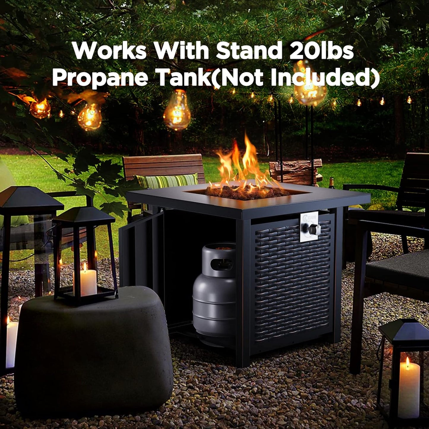 Gas Fire Pit Table, 50,000 BTU Outdoor Propane Fire Pit