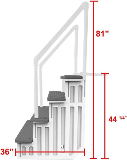 Select Anti-Slip in-Pool Steps | Gray | for Above Ground Swimming Pools | Can Mount to Decks 48" to 54" H | Safety Stairs Capacity Up to 300 lbs