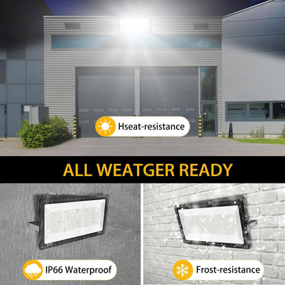 3 Pack 200W LED Flood Light,Super Bright Exterior Security Lights With Plug,IP66 Waterproof Outdoor Flood Light, 22800lm 5000K Daylight White Floodlight for Yard, Garden,Basketball Court, Arena