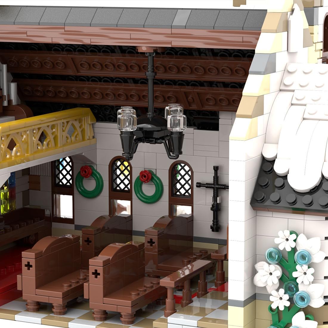 Christmas Country Church Building Kit, MOC-147549 Winter Modular Building Blocks Christmas House Building Block Building Toy (1769 Pieces)