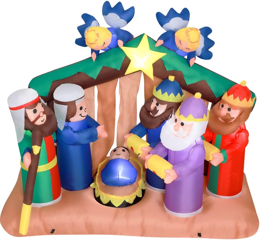 Farm 20ft. Tall Pre-Lighted Christmas Inflatable | Happy Snowman with RGB Lights and Storage Bag | Outdoor Holiday Amplified Holiday Celebration Party Decoration