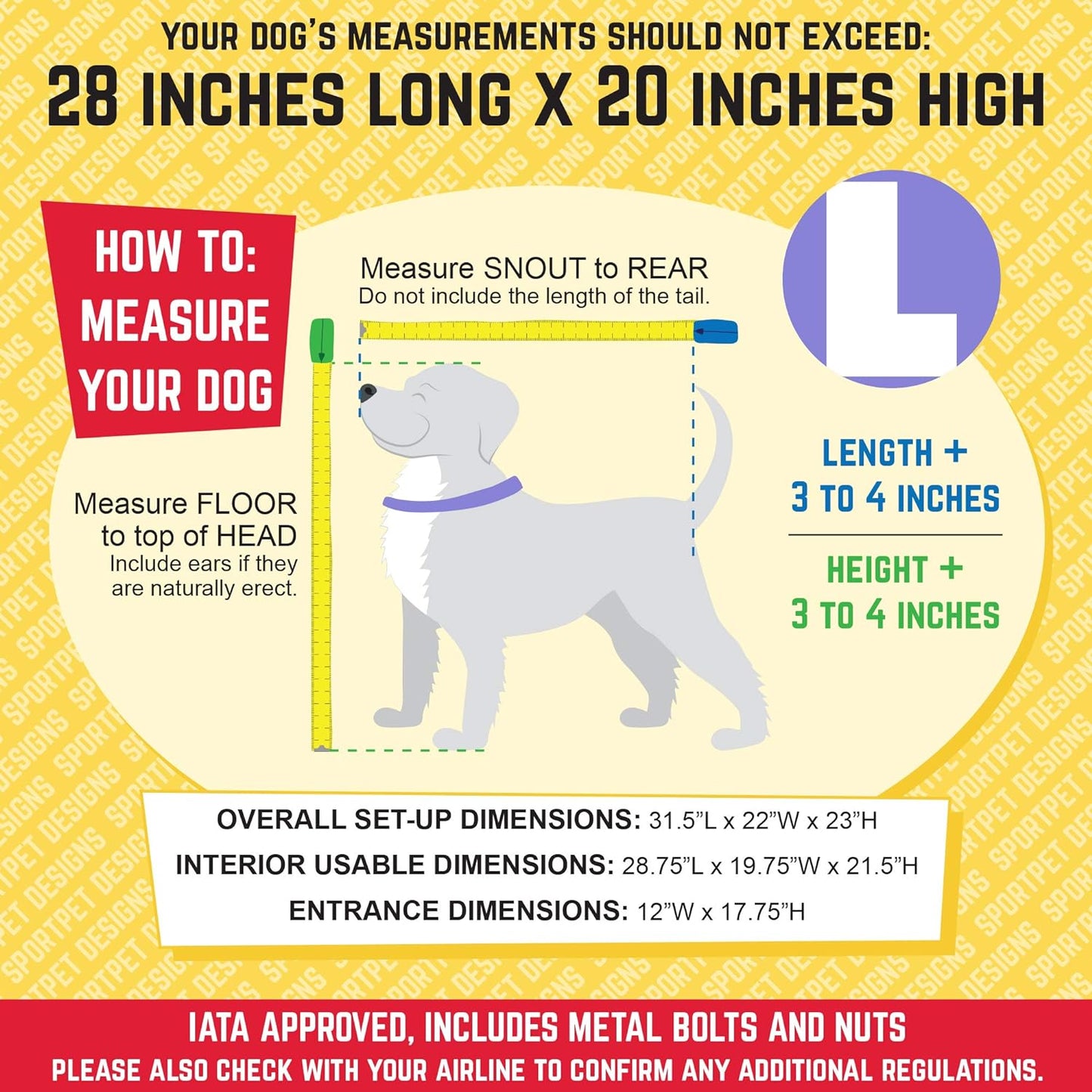 SportPet Designs Plastic Kennels Rolling Plastic Airline Approved Wire Door Travel Dog Crate, XXX-Large, Gray