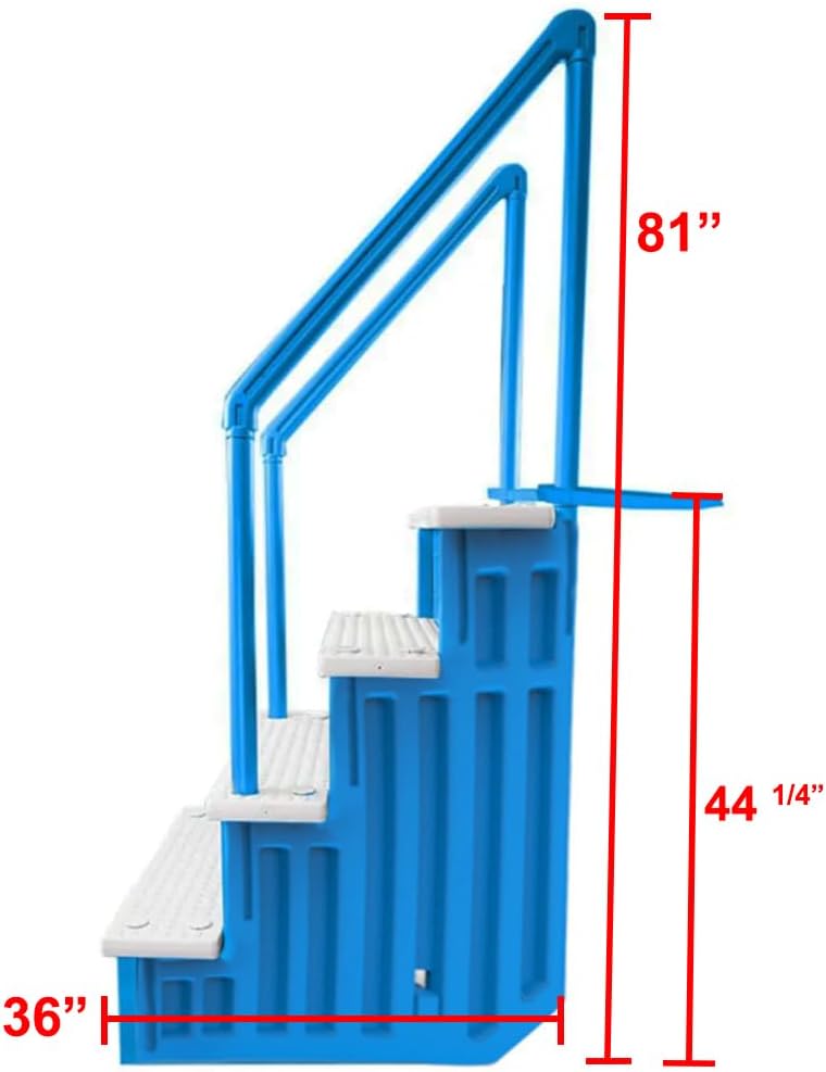 Select Anti-Slip in-Pool Steps | Gray | for Above Ground Swimming Pools | Can Mount to Decks 48" to 54" H | Safety Stairs Capacity Up to 300 lbs