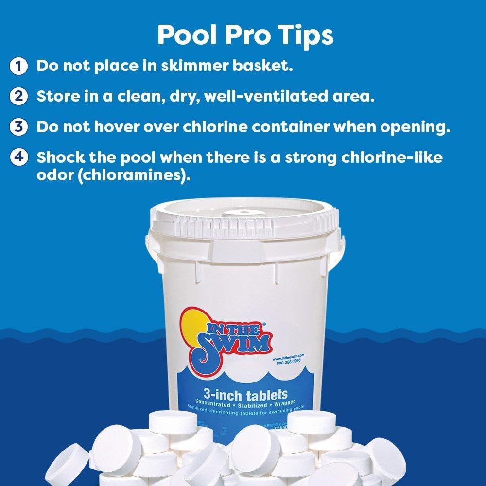 In The Swim 3 Inch Stabilized Chlorine Tablets for Sanitizing Swimming Pools - Individually Wrapped, Slow Dissolving - 90% Available Chlorine - Tri-Chlor - 50 Pounds