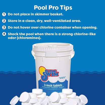 In The Swim 3 Inch Stabilized Chlorine Tablets for Sanitizing Swimming Pools - Individually Wrapped, Slow Dissolving - 90% Available Chlorine - Tri-Chlor - 50 Pounds