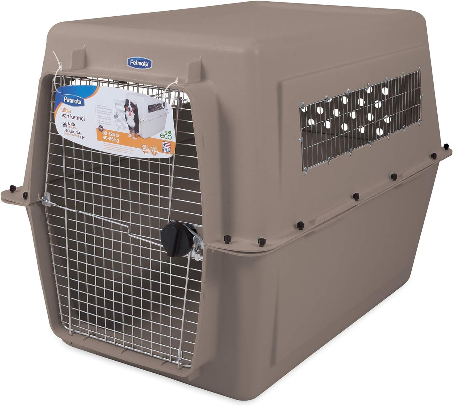 Petmate Ultra Vari Dog Kennel for Extra Large Dogs (Durable, Heavy Duty Dog Travel Crate, Made with Recycled Materials, 48 in. Long) 90 to 125 lbs, Made in USA