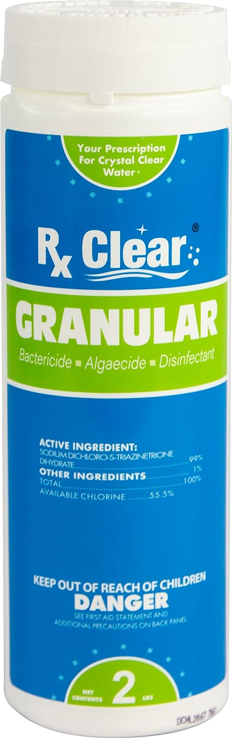 Clear Stabilized Granular Chlorine | One 50-Pound Bucket | Use As Bactericide, Algaecide, and Disinfectant in Swimming Pools and Spas | Fast Dissolving and UV Protected