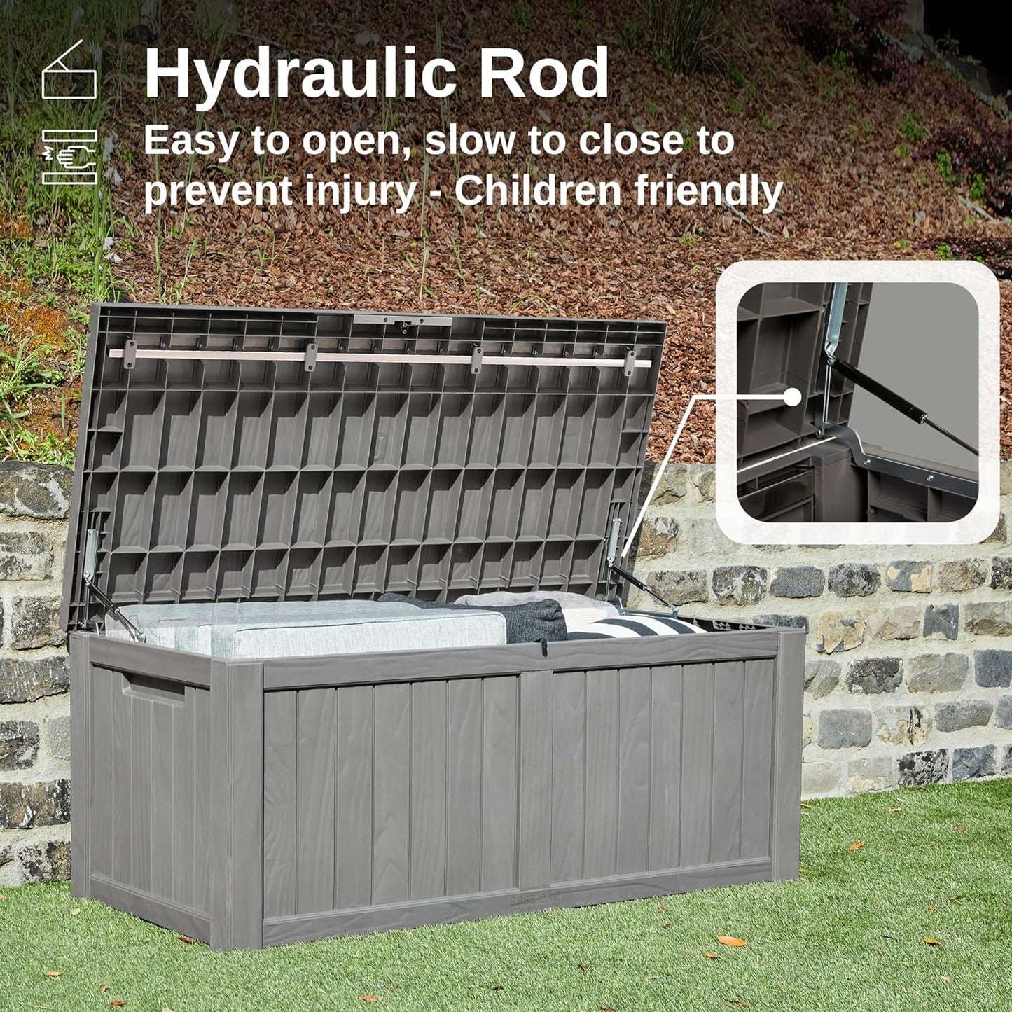 230 Gallon Deck Box, Outdoor Storage Box with Padlock