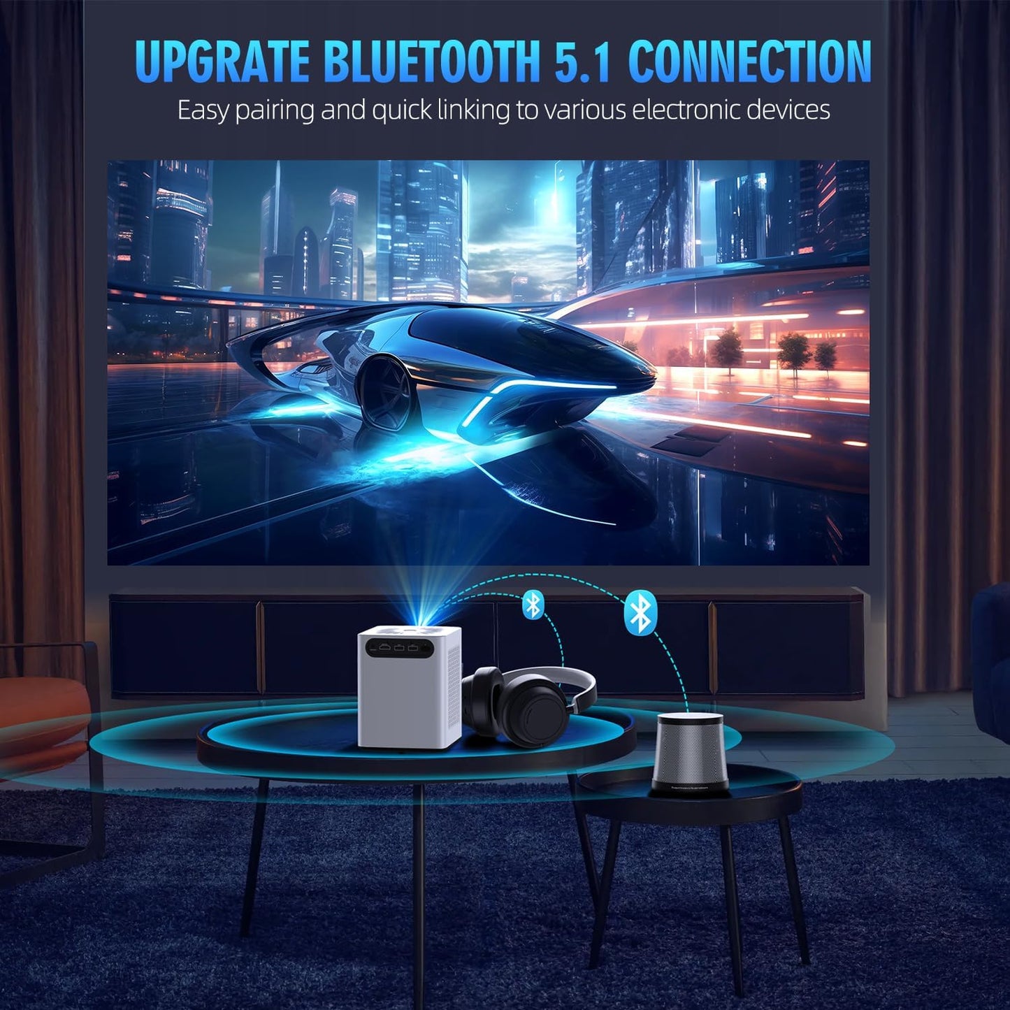 Projector with WiFi and Bluetooth
