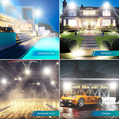 3 Pack 200W LED Flood Light,Super Bright Exterior Security Lights With Plug,IP66 Waterproof Outdoor Flood Light, 22800lm 5000K Daylight White Floodlight for Yard, Garden,Basketball Court, Arena