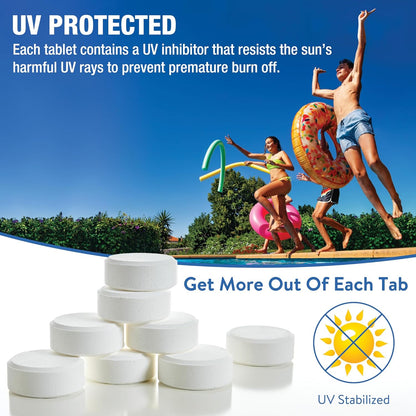 Doheny's 3 Inch Stabilized Chlorine Tablets | Pro-Grade Pool Sanitizer, Long Lasting, Slow Dissolving, 99% Pure Tri-Chlor, Individually Wrapped - 50lb