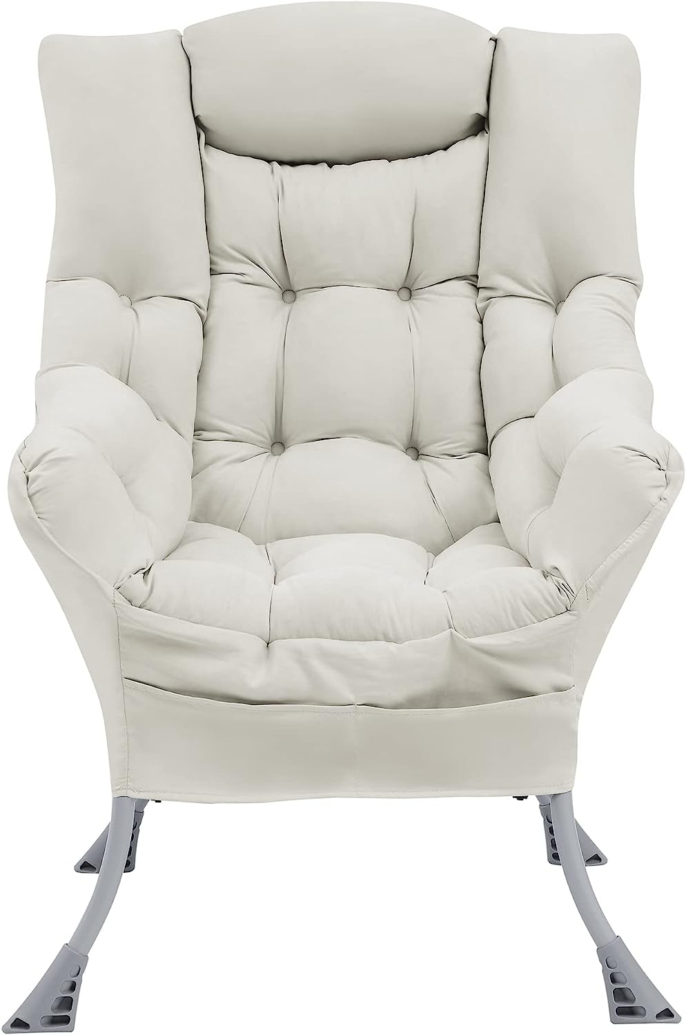 Living and More High Back Sofa Chair, Modern Fabric Lazy Chair, Accent Contemporary Lounge Chair, Cool Grey