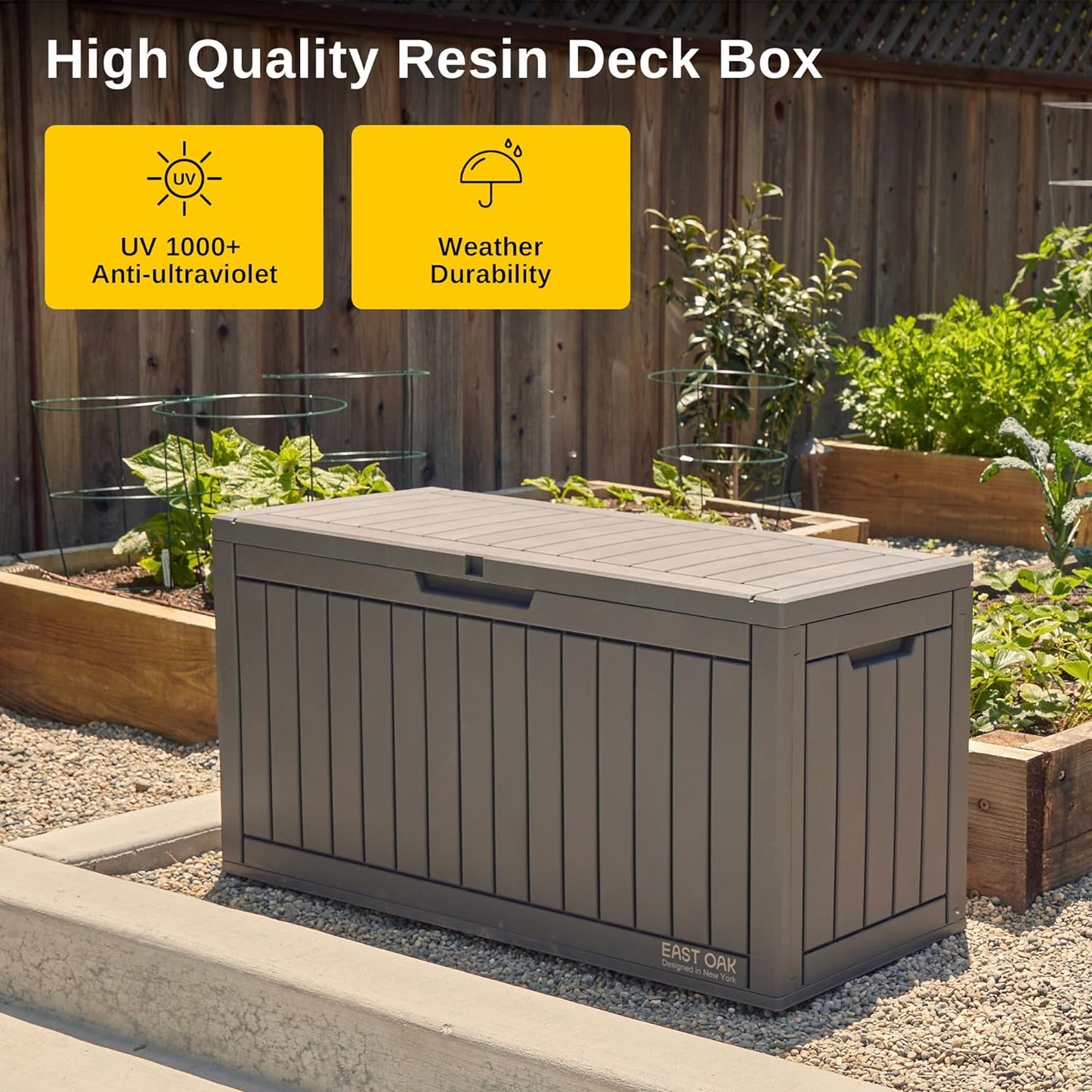 230 Gallon Deck Box, Outdoor Storage Box with Padlock