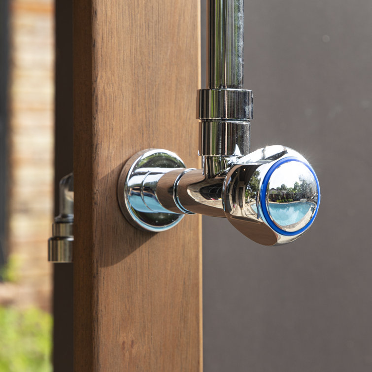 94.5" H Stainless Steel Freestanding Outdoor Shower and Duckboard