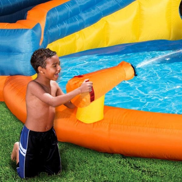 BANZAI Pipeline Twist Kids Inflatable Outdoor Backyard Water Pool Aqua Splash Park and Slides