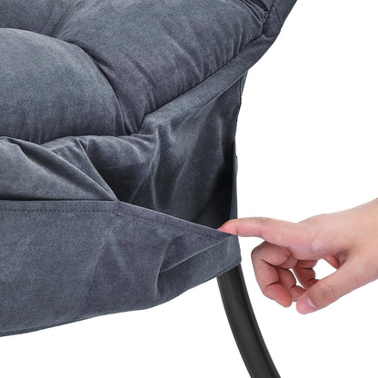 Living and More High Back Sofa Chair, Modern Fabric Lazy Chair, Accent Contemporary Lounge Chair, Cool Grey