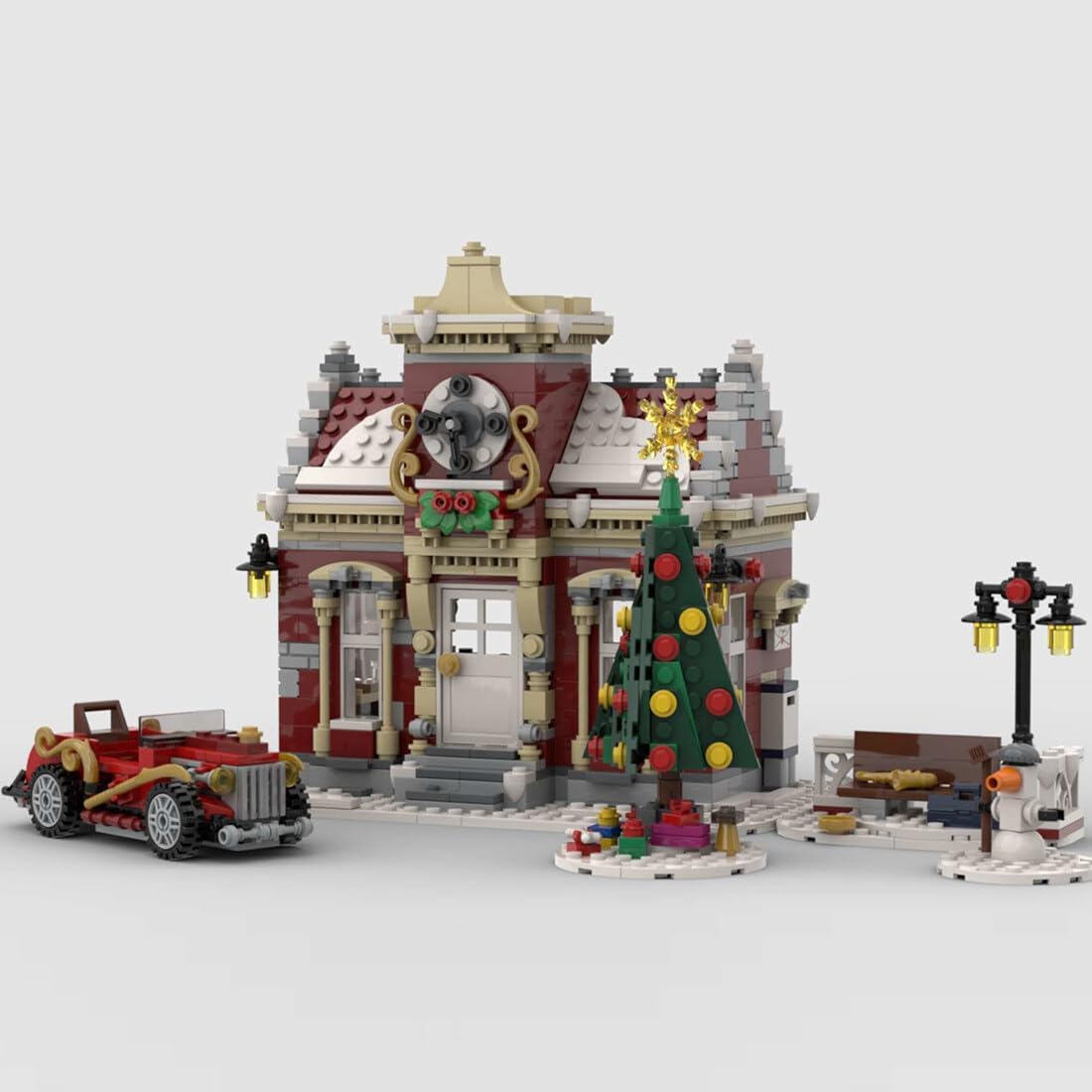 Christmas Country Church Building Kit, MOC-147549 Winter Modular Building Blocks Christmas House Building Block Building Toy (1769 Pieces)
