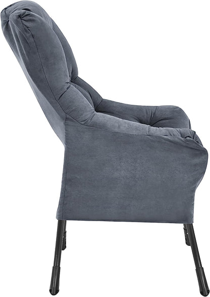 Living and More High Back Sofa Chair, Modern Fabric Lazy Chair, Accent Contemporary Lounge Chair, Cool Grey