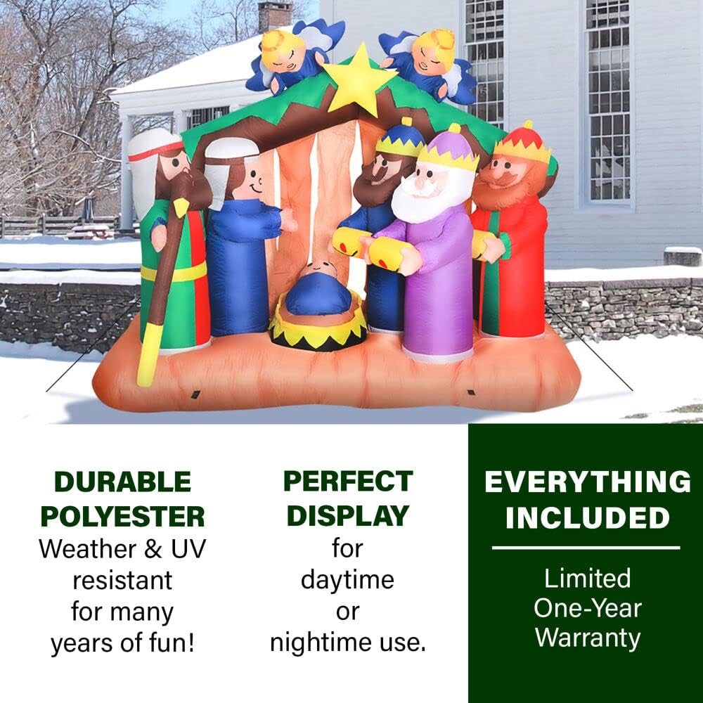 Farm 20ft. Tall Pre-Lighted Christmas Inflatable | Happy Snowman with RGB Lights and Storage Bag | Outdoor Holiday Amplified Holiday Celebration Party Decoration