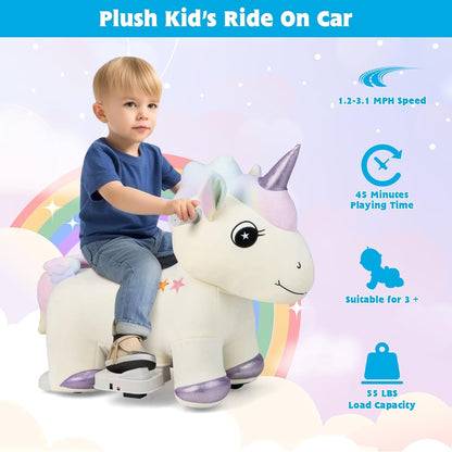 Kids Ride Unicorn, 6V Battery Powered Electric Animal Toy