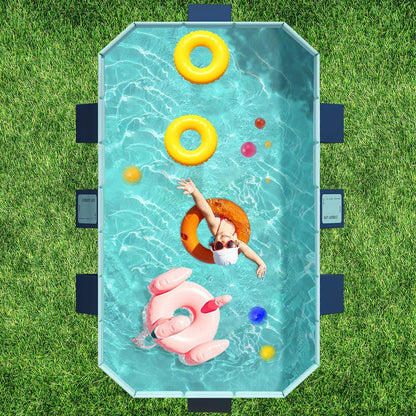 Foldable Non-Inflatable Kids' and Adults' Outdoor Swimming Pool - Hard Plastic Shell, Kid Pool for Backyard Dog Pools (158" x 76" x 20")