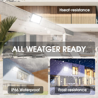 3 Pack 200W LED Flood Light,Super Bright Exterior Security Lights With Plug,IP66 Waterproof Outdoor Flood Light, 22800lm 5000K Daylight White Floodlight for Yard, Garden,Basketball Court, Arena